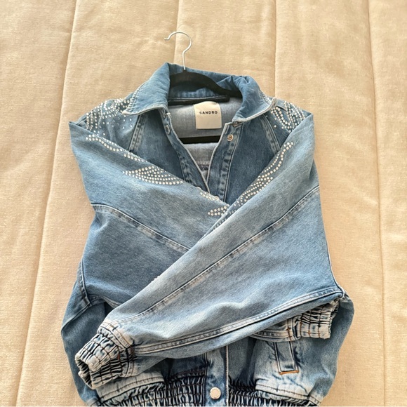 Sandro Rhinestone Denim Jacket
